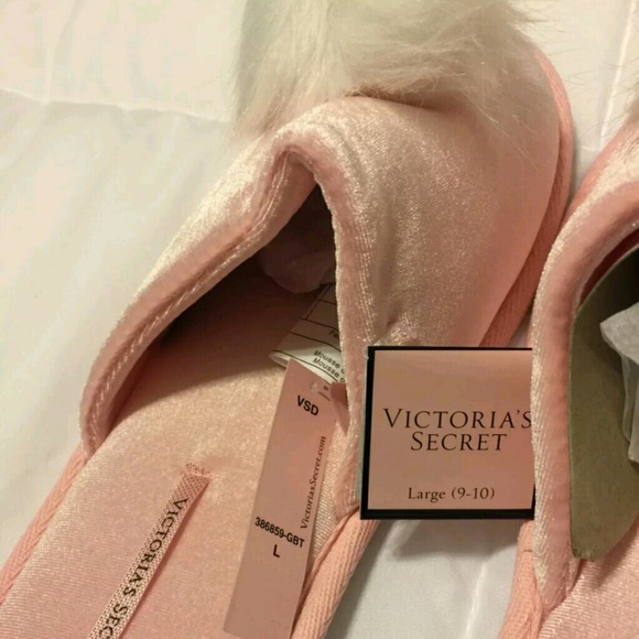 Victorias Secret  Pink Velvet Slippers - Picture 3 of 5